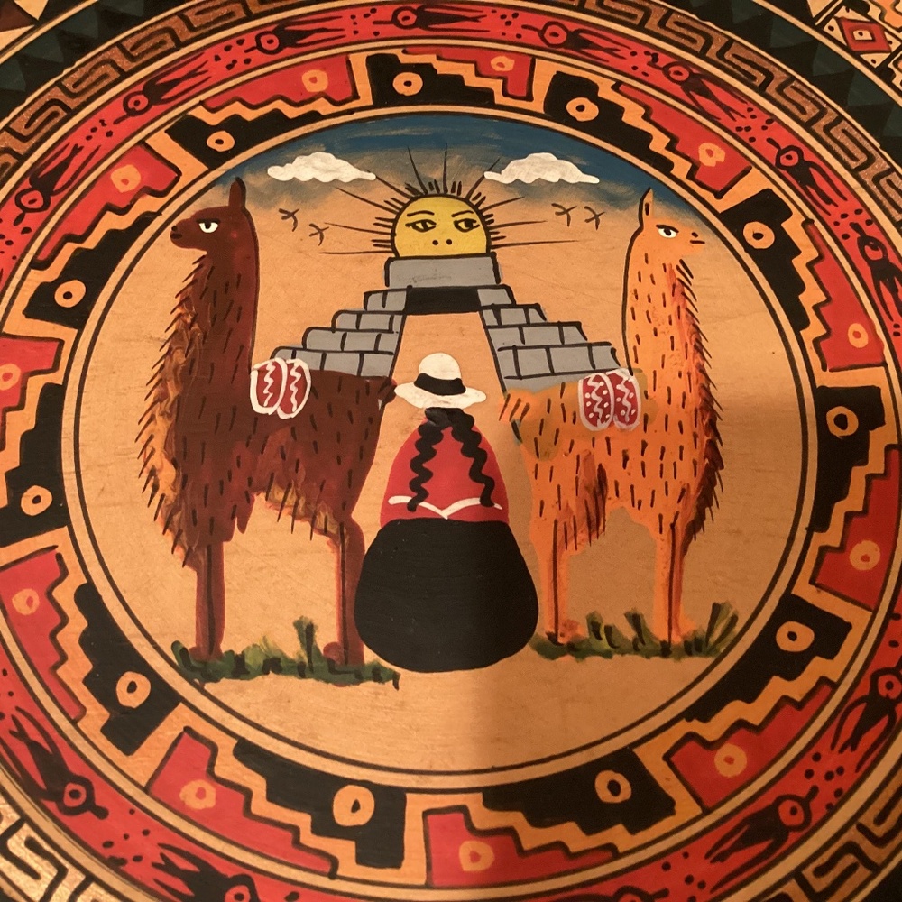 Peruvian wood decorative plate